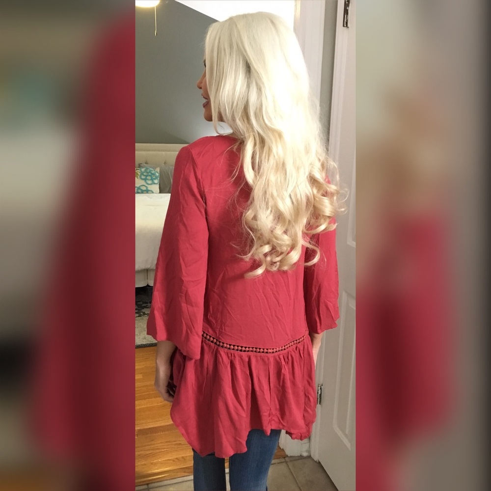 LAST 2! 💕Dusty coral lace detail asymmetric tunic - Picture 4 of 4